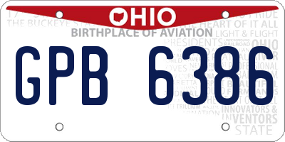 OH license plate GPB6386
