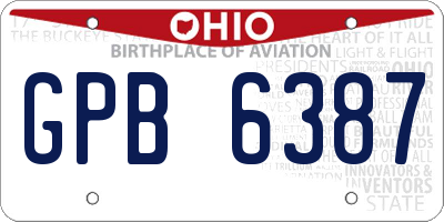 OH license plate GPB6387