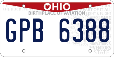 OH license plate GPB6388