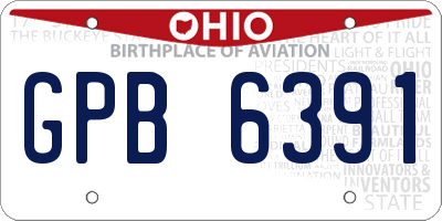 OH license plate GPB6391