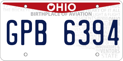 OH license plate GPB6394