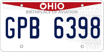OH license plate GPB6398