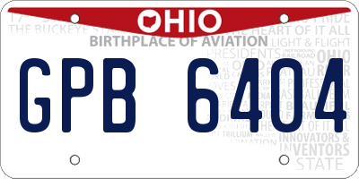 OH license plate GPB6404