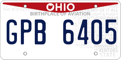 OH license plate GPB6405