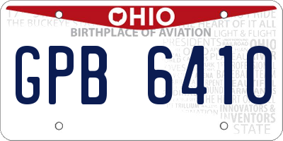 OH license plate GPB6410