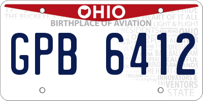 OH license plate GPB6412