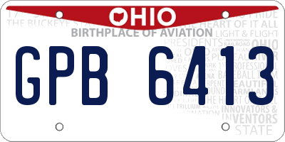 OH license plate GPB6413