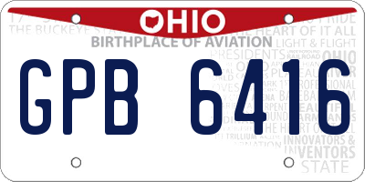 OH license plate GPB6416