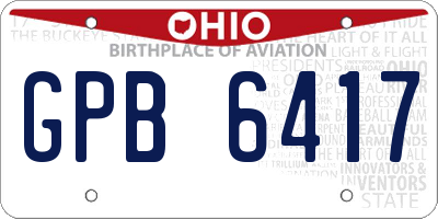 OH license plate GPB6417