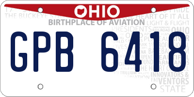 OH license plate GPB6418