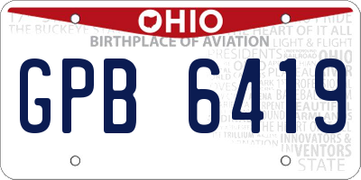 OH license plate GPB6419