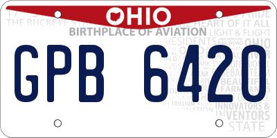 OH license plate GPB6420