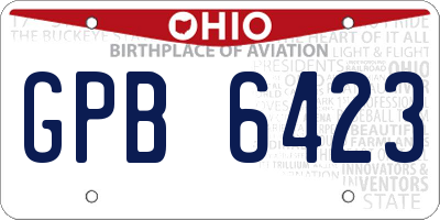 OH license plate GPB6423