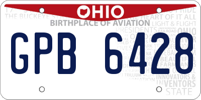 OH license plate GPB6428