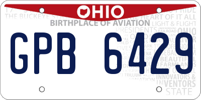 OH license plate GPB6429