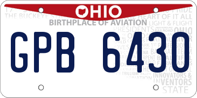 OH license plate GPB6430