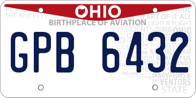 OH license plate GPB6432