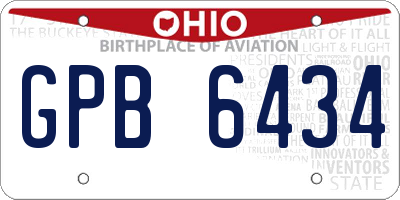OH license plate GPB6434