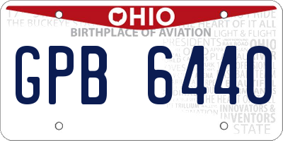 OH license plate GPB6440