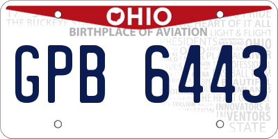 OH license plate GPB6443