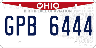 OH license plate GPB6444