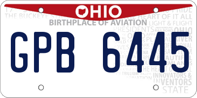 OH license plate GPB6445