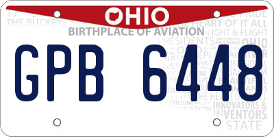 OH license plate GPB6448