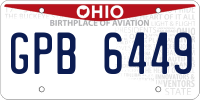OH license plate GPB6449
