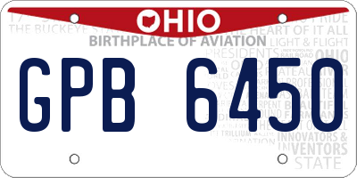 OH license plate GPB6450