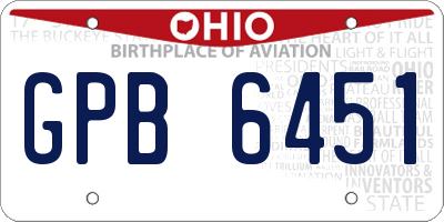 OH license plate GPB6451