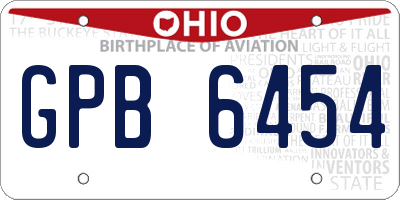 OH license plate GPB6454