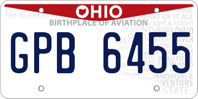 OH license plate GPB6455