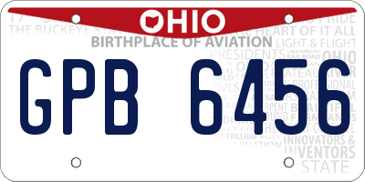 OH license plate GPB6456
