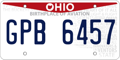OH license plate GPB6457