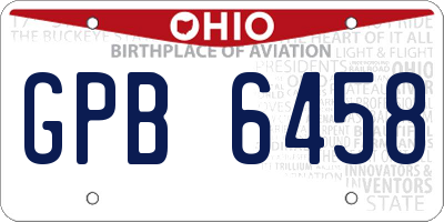 OH license plate GPB6458