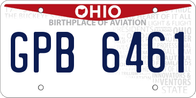 OH license plate GPB6461