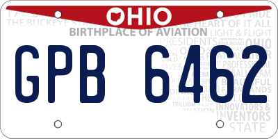 OH license plate GPB6462