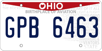 OH license plate GPB6463