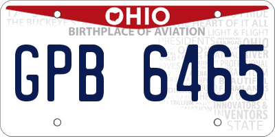 OH license plate GPB6465