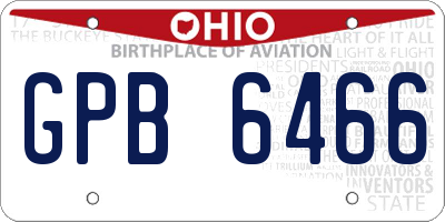 OH license plate GPB6466