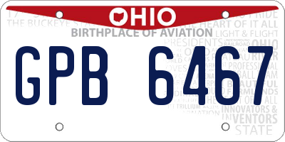 OH license plate GPB6467