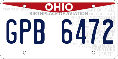 OH license plate GPB6472