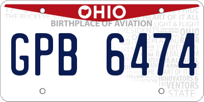 OH license plate GPB6474