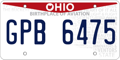 OH license plate GPB6475