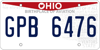 OH license plate GPB6476