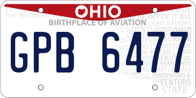 OH license plate GPB6477