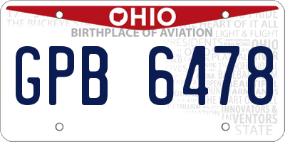 OH license plate GPB6478