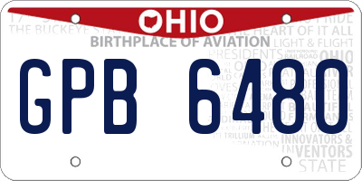 OH license plate GPB6480