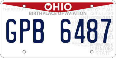 OH license plate GPB6487