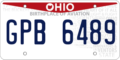 OH license plate GPB6489